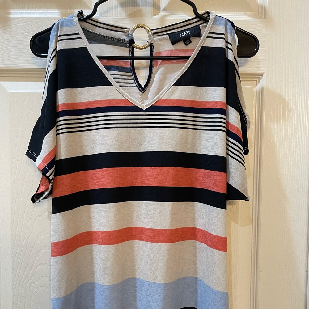 NAIF Short Sleeve Shirt Blouse Womens Size XL Multicolored